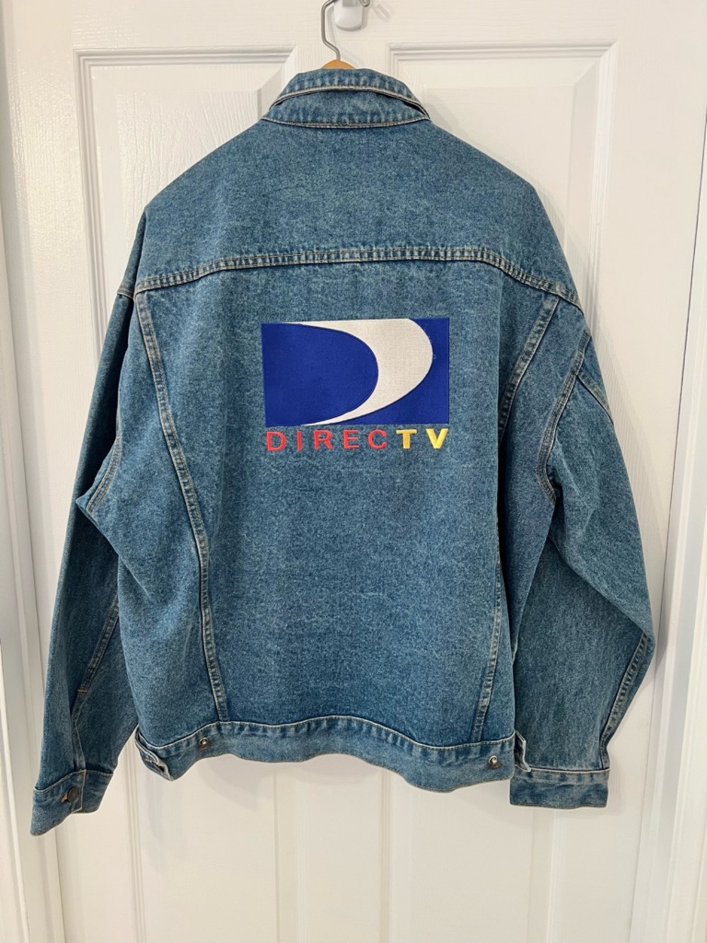 VTG 90’s Direct TV Promo Denim Trucker Jacket Butterfield Stage Size Men’s XL